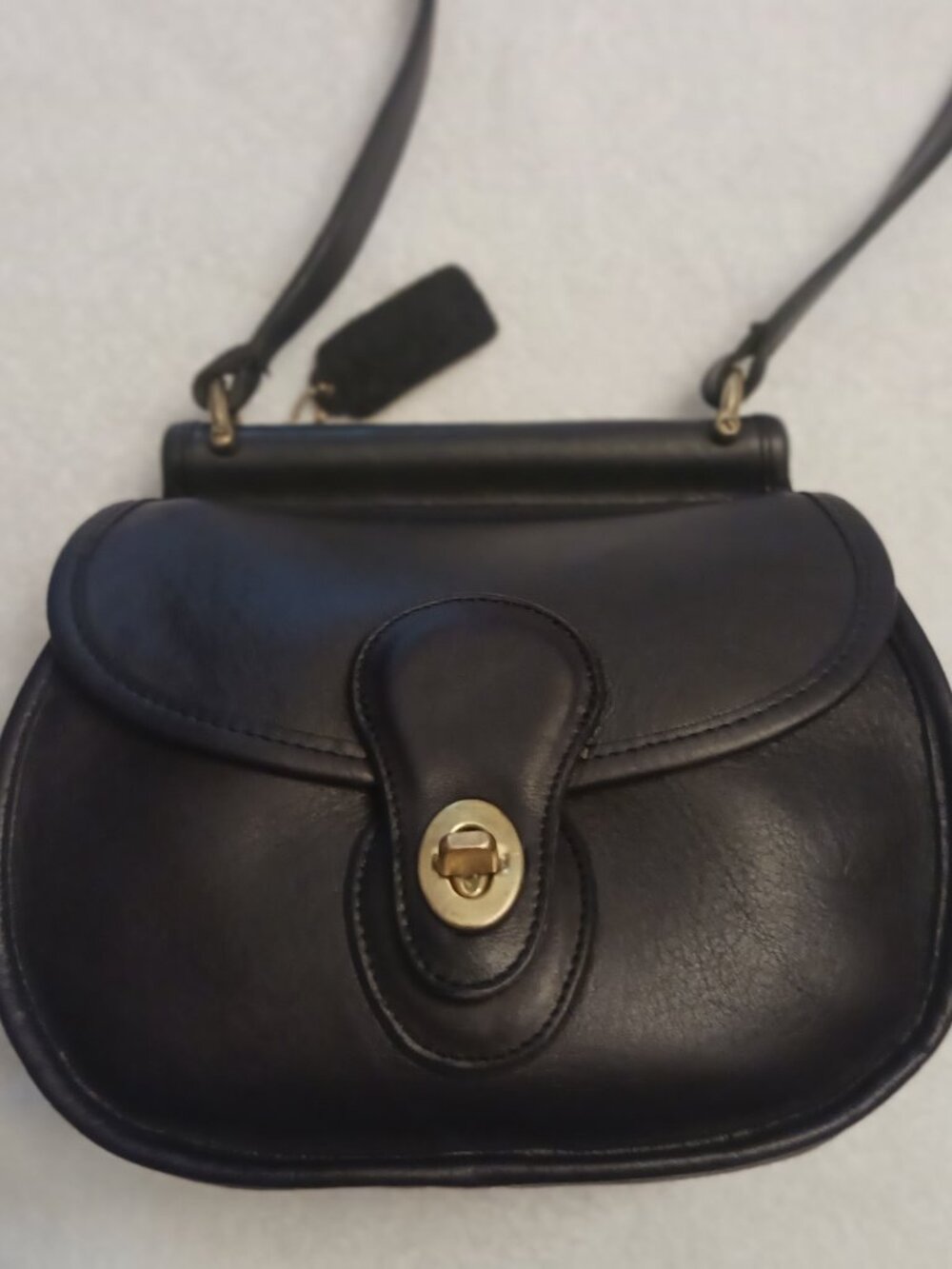 Vintage Coach Post Pouch black leather crossbody bag